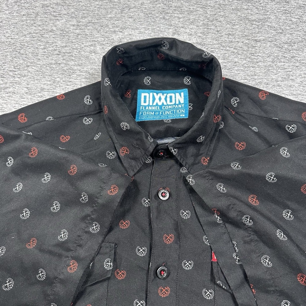 Dixxon Shirt Mens Large Black D-Lite Party Wear Form Function Button Up